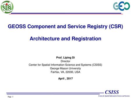 GEOSS Component and Service Registry (CSR)