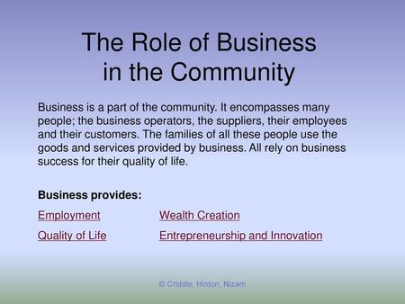 The Role of Business in the Community