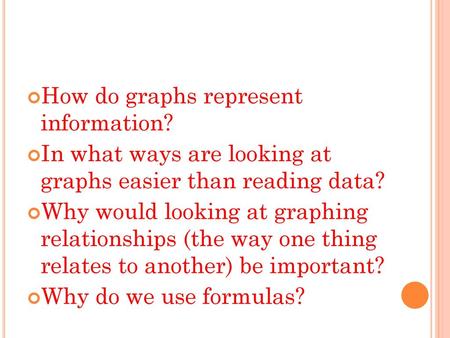 How do graphs represent  information?