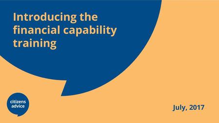 Introducing the financial capability training