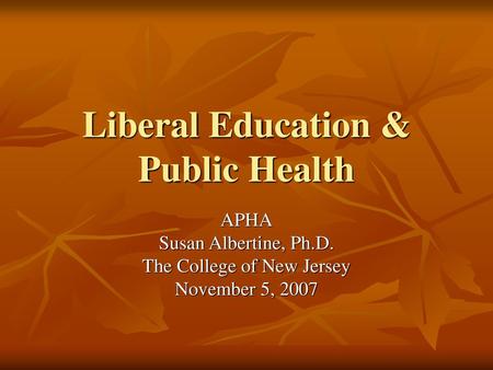 Liberal Education & Public Health