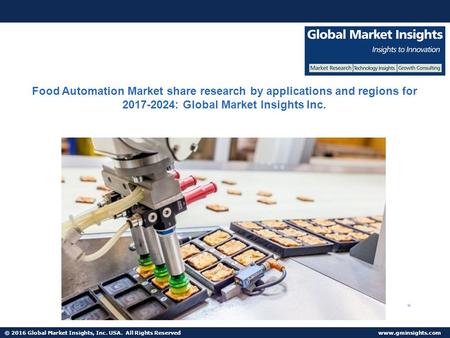 © 2016 Global Market Insights, Inc. USA. All Rights Reserved  Food Automation Market share research by applications and regions for :