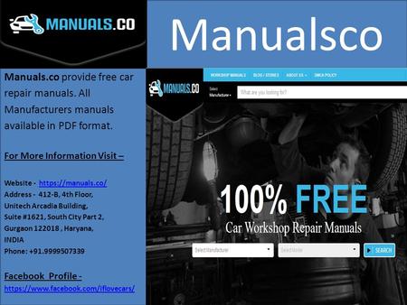 Manualsco Manuals.co provide free car repair manuals. All Manufacturers manuals available in PDF format. For More Information Visit – Website - https://manuals.co/https://manuals.co/
