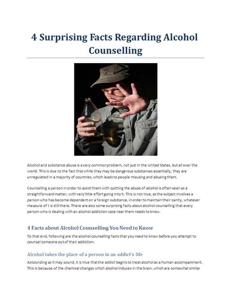 4 Surprising Facts Regarding Alcohol Counselling
