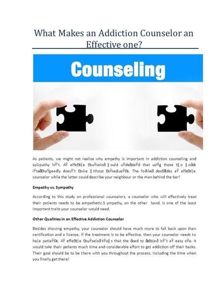 What Makes an Addiction Counselor an Effective one?
