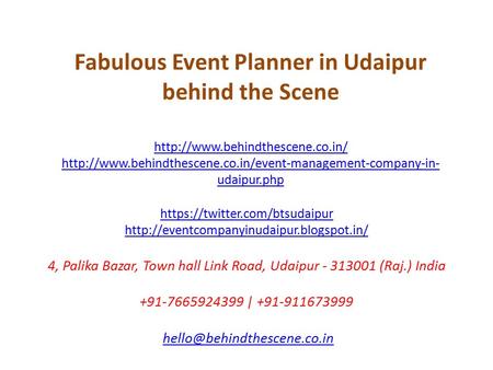 Fabulous Event Planner in Udaipur behind the Scene   