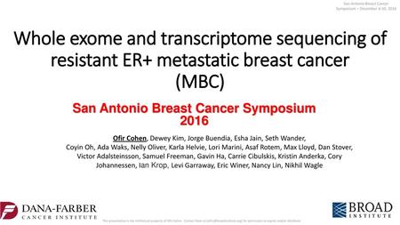 San Antonio Breast Cancer Symposium 2016