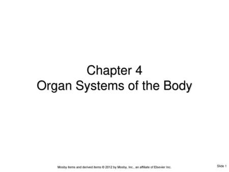 Chapter 4 Organ Systems of the Body