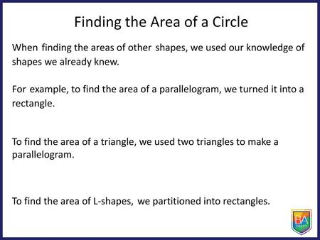 Finding the Area of a Circle