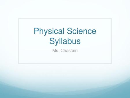 Physical Science Syllabus