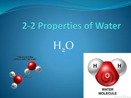 2-2 Properties of Water H2O.
