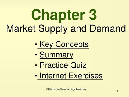 Chapter 3 Market Supply and Demand