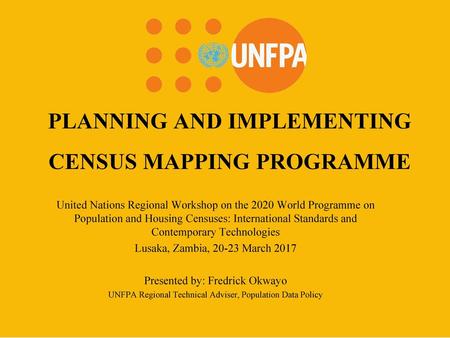 PLANNING AND IMPLEMENTING CENSUS MAPPING PROGRAMME