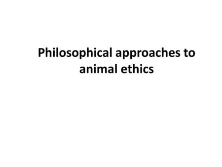 Philosophical approaches to animal ethics
