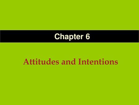 Attitudes and Intentions