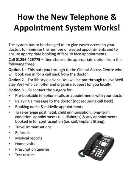 How the New Telephone & Appointment System Works!