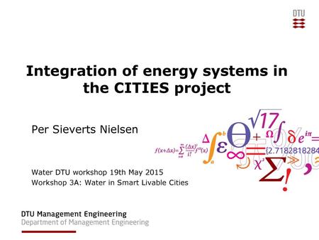 Integration of energy systems in the CITIES project