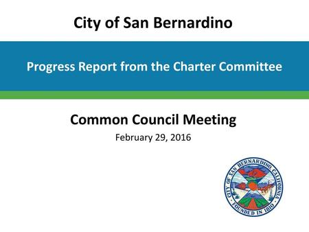 Progress Report from the Charter Committee