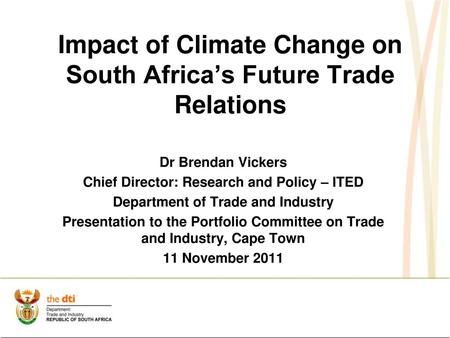 Impact of Climate Change on South Africa’s Future Trade Relations