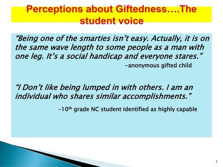 Perceptions about Giftedness….The student voice
