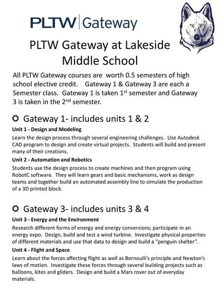 PLTW Gateway at Lakeside Middle School