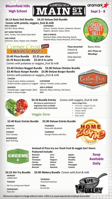 Bloomfield Hills High School Sept Soup Available Daily