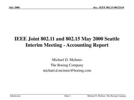 Michael D. McInnis The Boeing Company