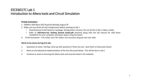 EECE6017C Lab 1 Introduction to Altera tools and Circuit Simulation