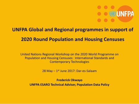 UNFPA ESARO Technical Adviser, Population Data Policy
