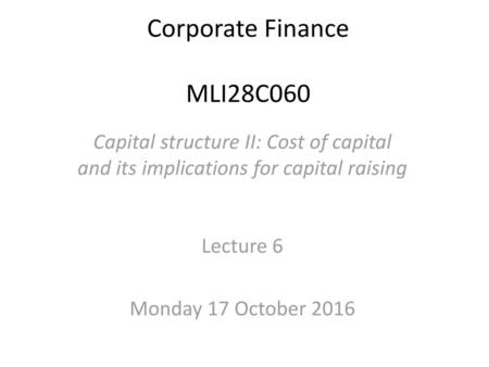 Corporate Finance MLI28C060