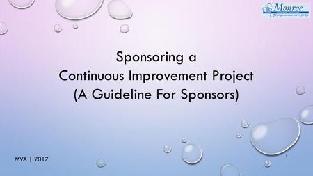 Continuous Improvement Project (A Guideline For Sponsors)