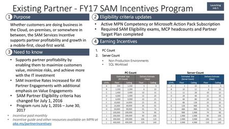 Existing Partner - FY17 SAM Incentives Program