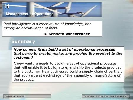 14 Summary Management of Operations