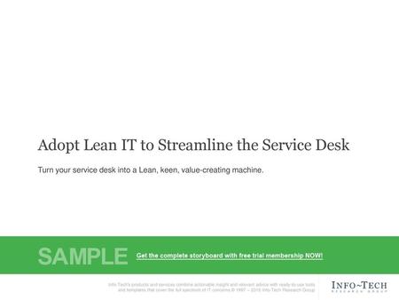 Adopt Lean IT to Streamline the Service Desk