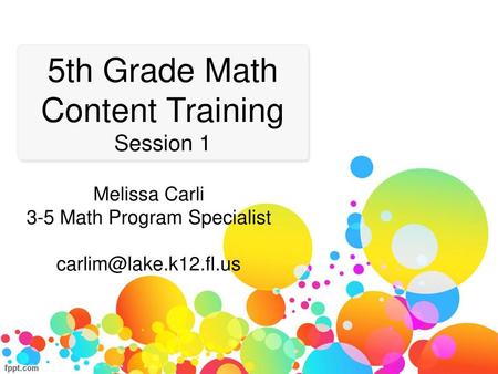 5th Grade Math Content Training Session 1
