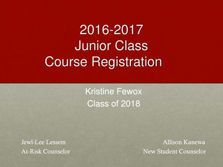 Junior Class Course Registration
