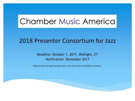2018 Presenter Consortium for Jazz