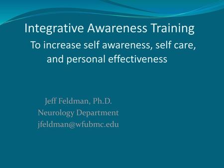 Jeff Feldman, Ph.D. Neurology Department