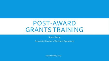 Post-award Grants Training