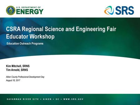 CSRA Regional Science and Engineering Fair Educator Workshop