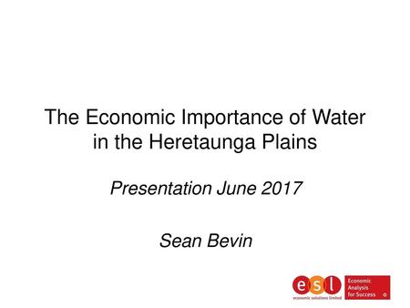 The Economic Importance of Water in the Heretaunga Plains