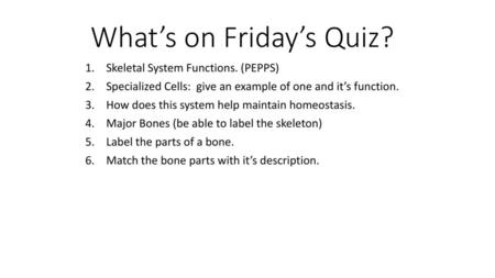 What’s on Friday’s Quiz?