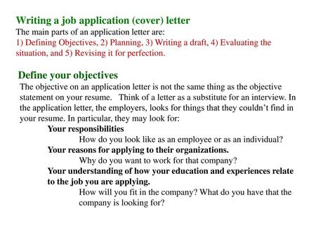 Writing a job application (cover) letter