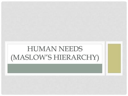 Human needs (Maslow’s hierarchy)