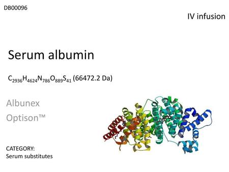 Serum albumin Albunex Optison™ IV infusion