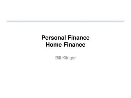 Personal Finance Home Finance