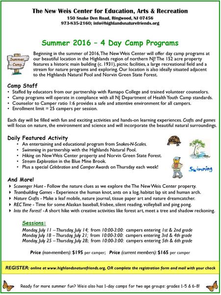 Summer 2016 – 4 Day Camp Programs