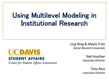 Using Multilevel Modeling in Institutional Research