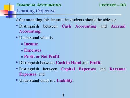 Lecture 1 Learning Objective