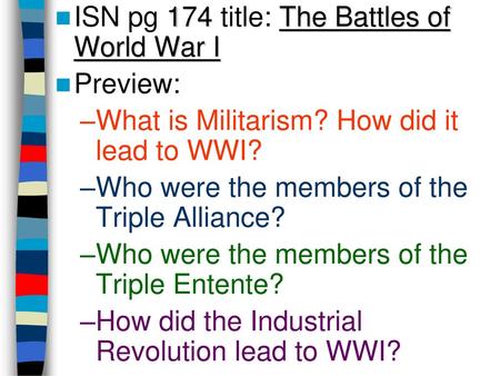 ISN pg 174 title: The Battles of World War I